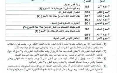 التقويم الجامعي لفصل الصيف 2023/2024 في الجامعة الدولية للعلوم والنهضة